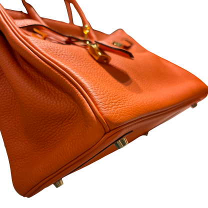 Used HERMES Togo Birkin Handbag Orange