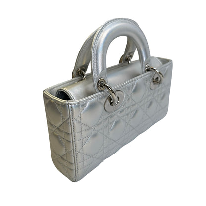 Used DIOR Cannage Lady D-Joy Handbag Silver