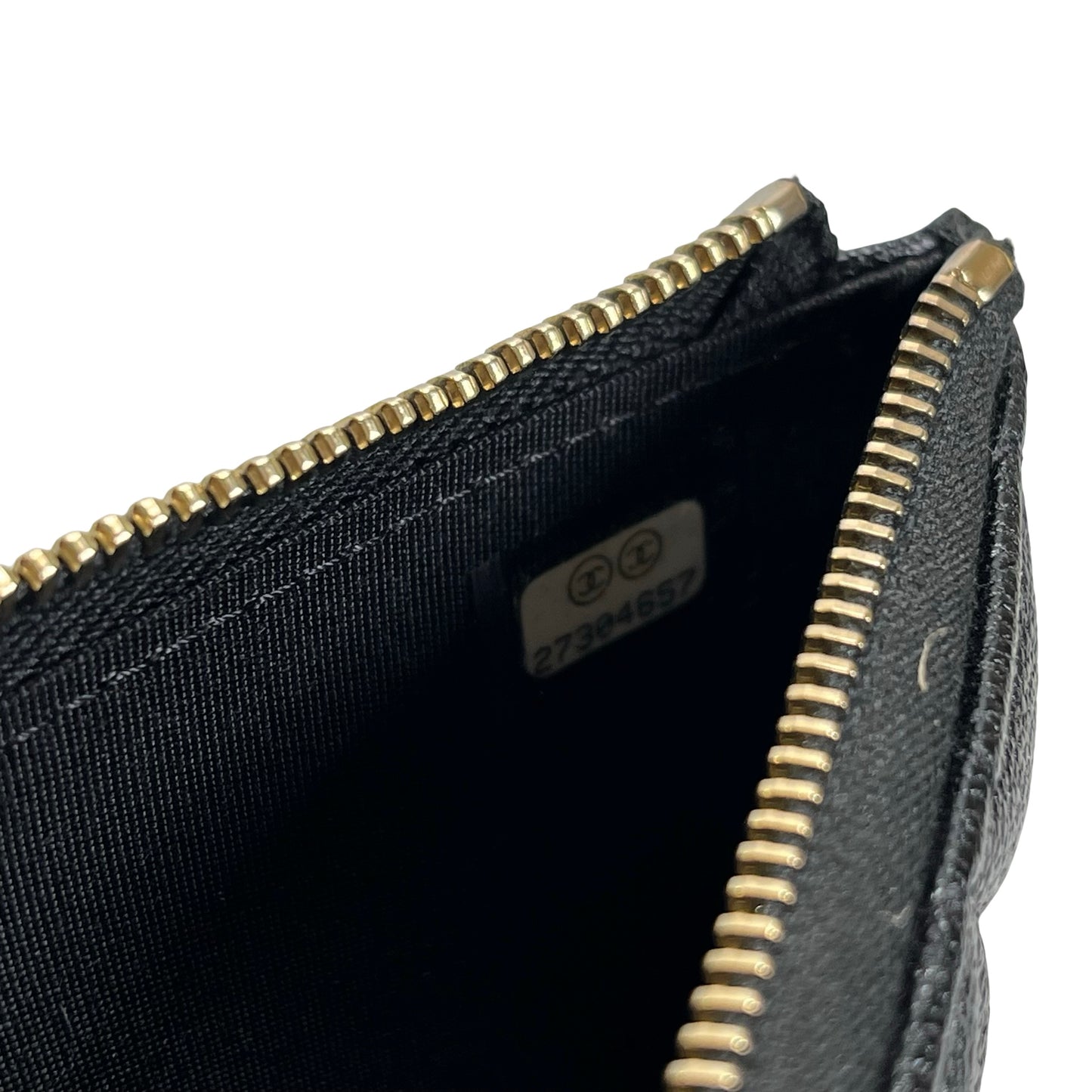 Used CHANEL Caviar Quilted Boy Pouch Black Gold