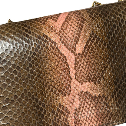 Used MARC JACOBS Snake Skin Chain Shoulder Shoulder Bag Brown