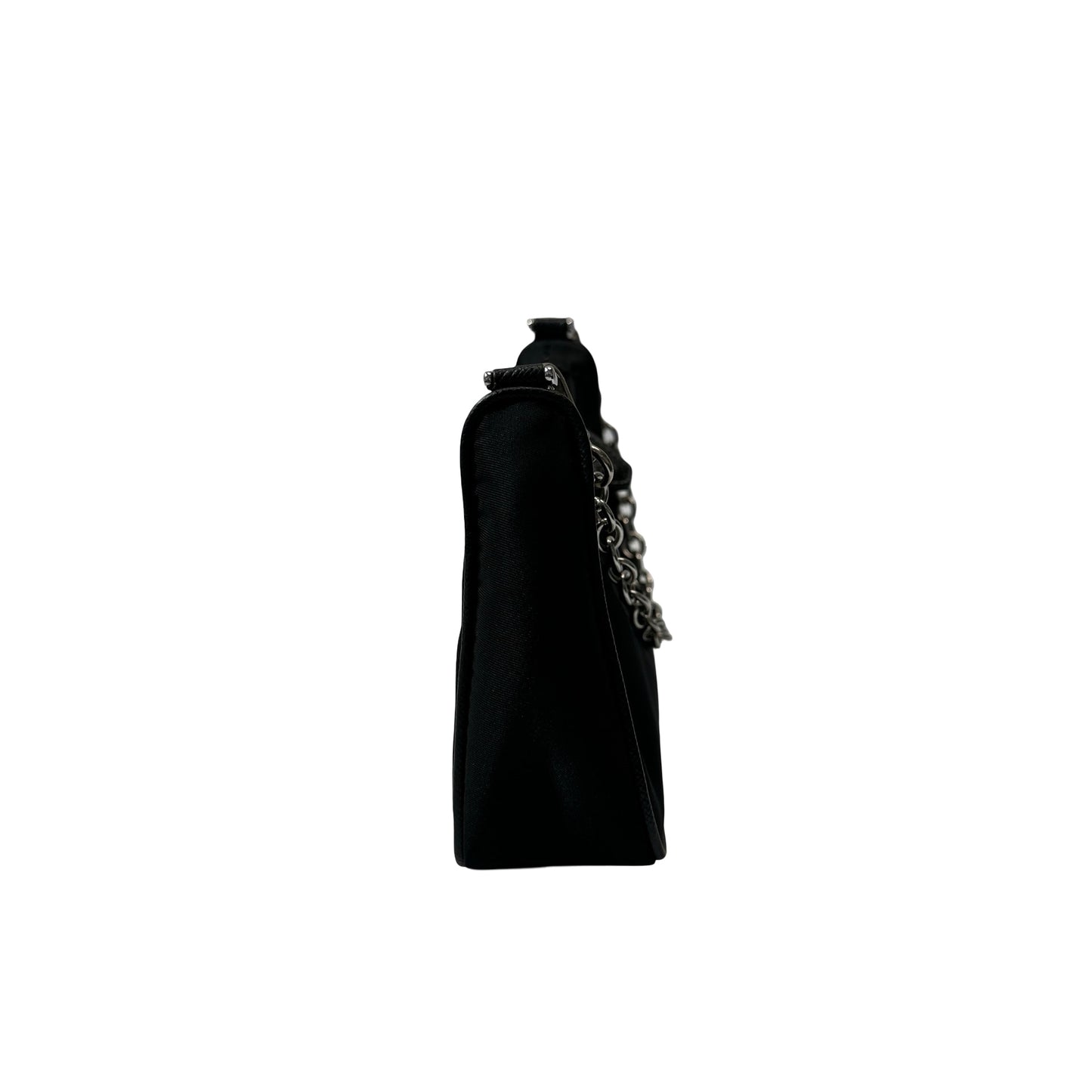 Used PRADA Re-nylon Re-edition 2005 Chain Shoulder Bag Black PHW