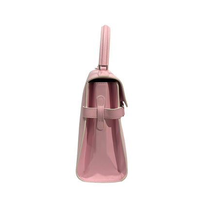 Used DELVAUX Calfskin Leather Tempete MM Shoulder Bag Pink GHW