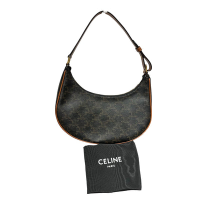 Used CÉLINE Canvas Ava Handbag Black Brown GHW
