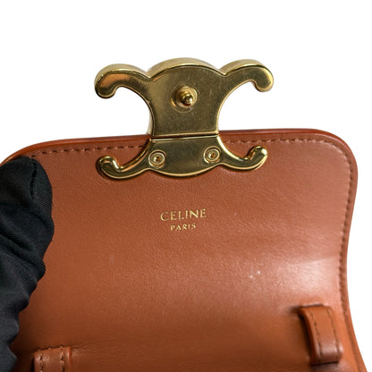Used CELINE Leather Triomphe Teen Crossbody Bag Brown