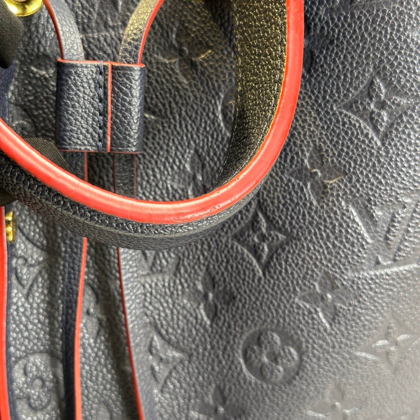 Used LOUIS VUITTON Monogram Empreinte NéoNoé Bucket Bag Navy Blue