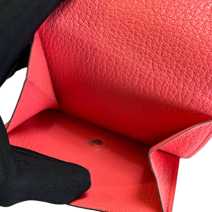 Used HERMES Leather Bearn Wallet Pink Red