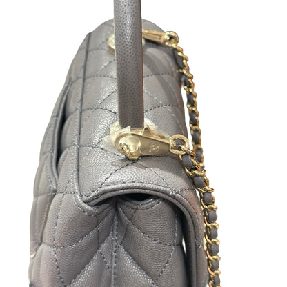 New CHANEL Calfskin Leather Mini coco handle Shoulder Bag GHW Black