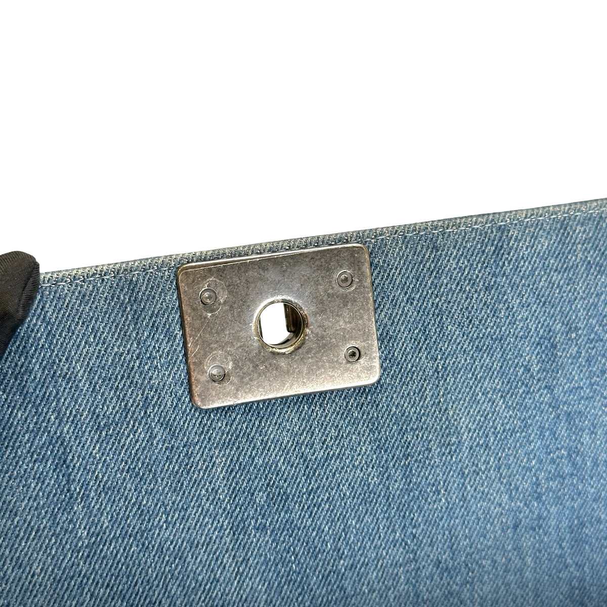 Used CHANEL Denim Boy Chain Shoulder Bag Blue