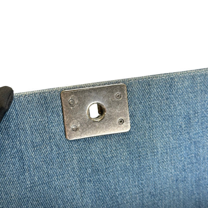 Used CHANEL Denim Boy Chain Shoulder Bag Blue