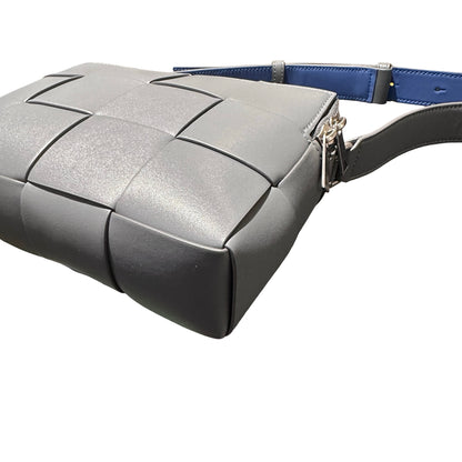 Used Bottega Veneta Calfskin Leather BV Cassette Camera Cross Body Bag Gray PHW