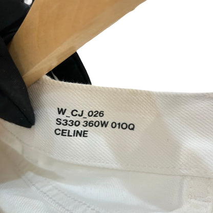 Used CÉLINE Cotton Triomphe Button Denim Skirt Clothes White GHW