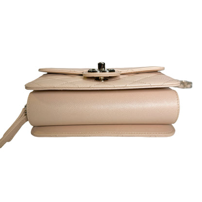 Used CHANEL Quilted Caviar Flap Bag Chain Shoulder Bag Beige