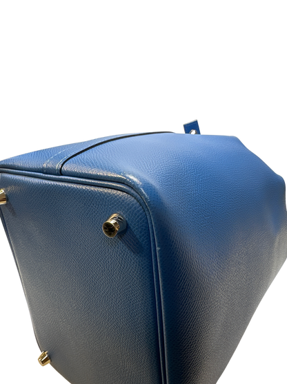 Used HERMES Epsom Picotin Lock Tressage Bucket Bag Blue PHW