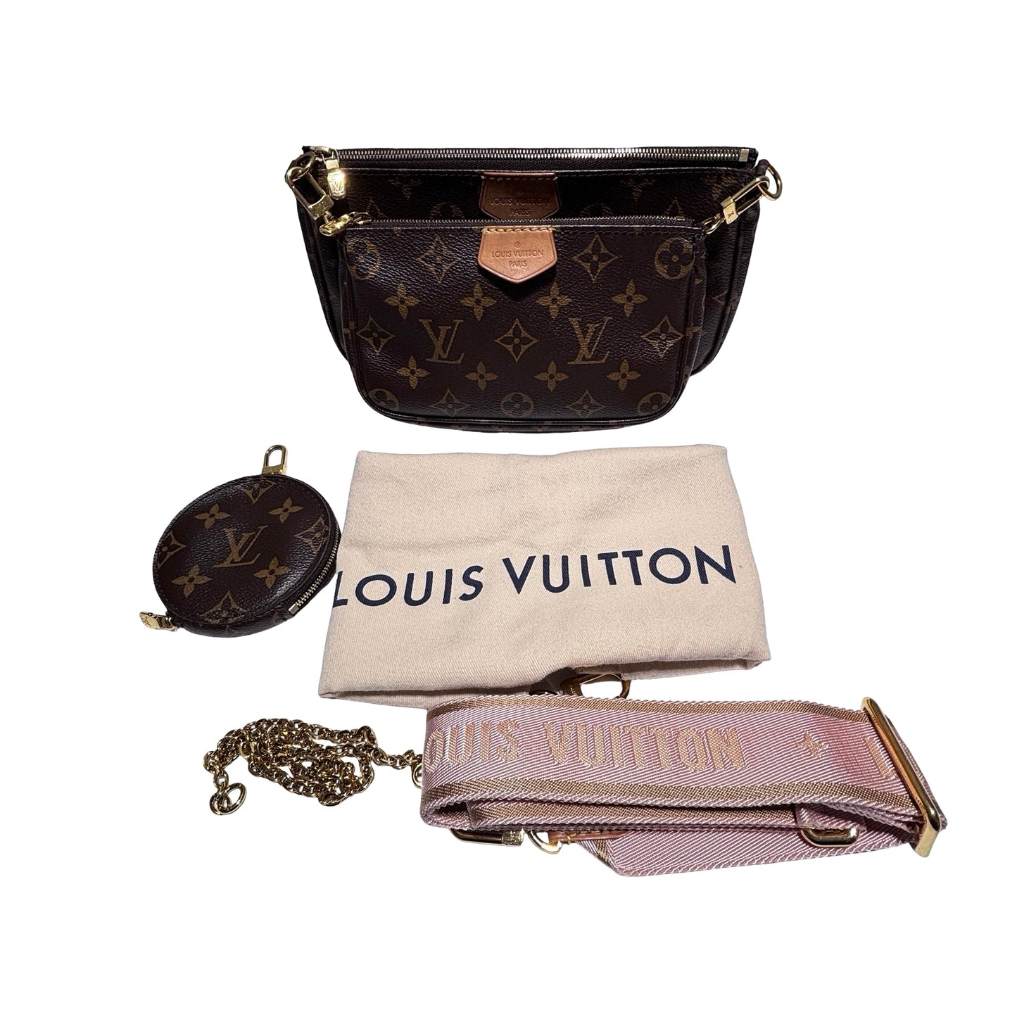 Used LOUIS VUITTON Monogram Canvas Multi Pochette Accessoires Shoulder Bag Pink