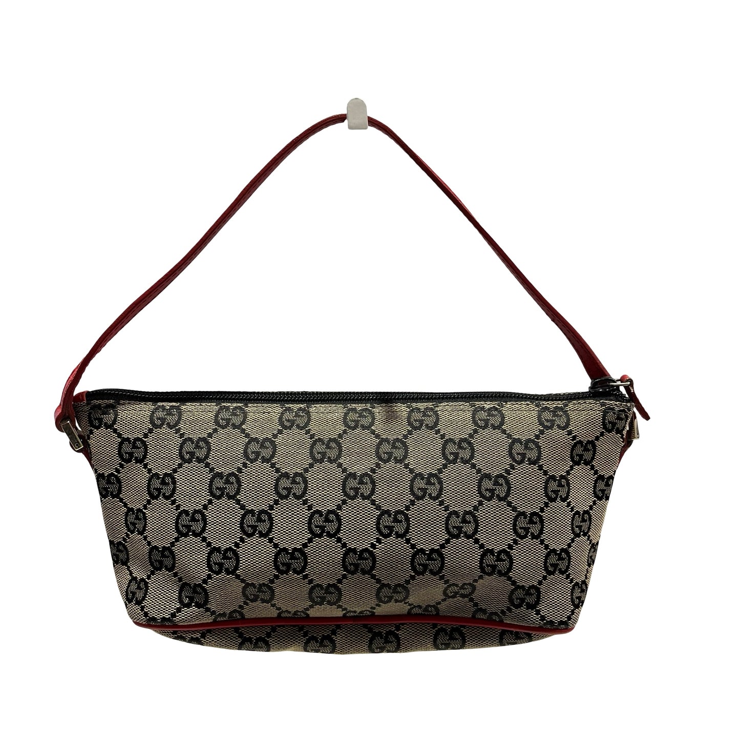 Used GUCCI GG Canvas Pochette Handbag Beige Red