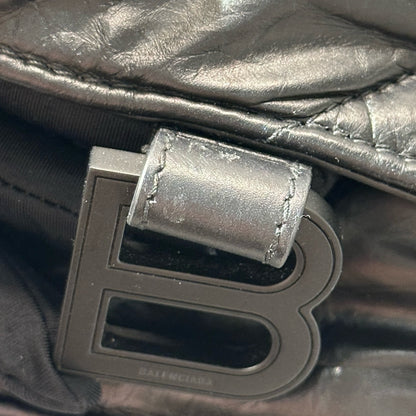 Used BALENCIAGA Quilted Calfskin Crush Chain Shoulder Bag Black