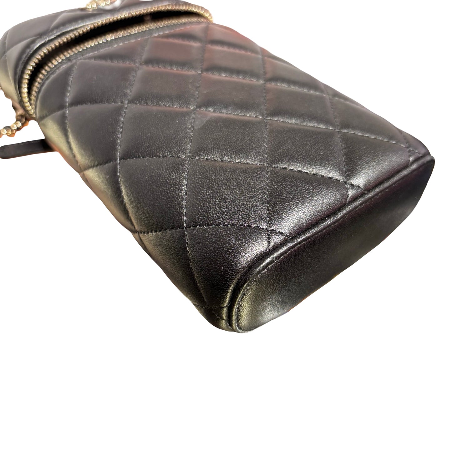 Used CHANEL Lambskin Leather Chain Shoulder Shoulder Bag Black GHW