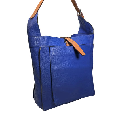 Used HERMES Leather Marwari Tote Bag Blue Brown PHW