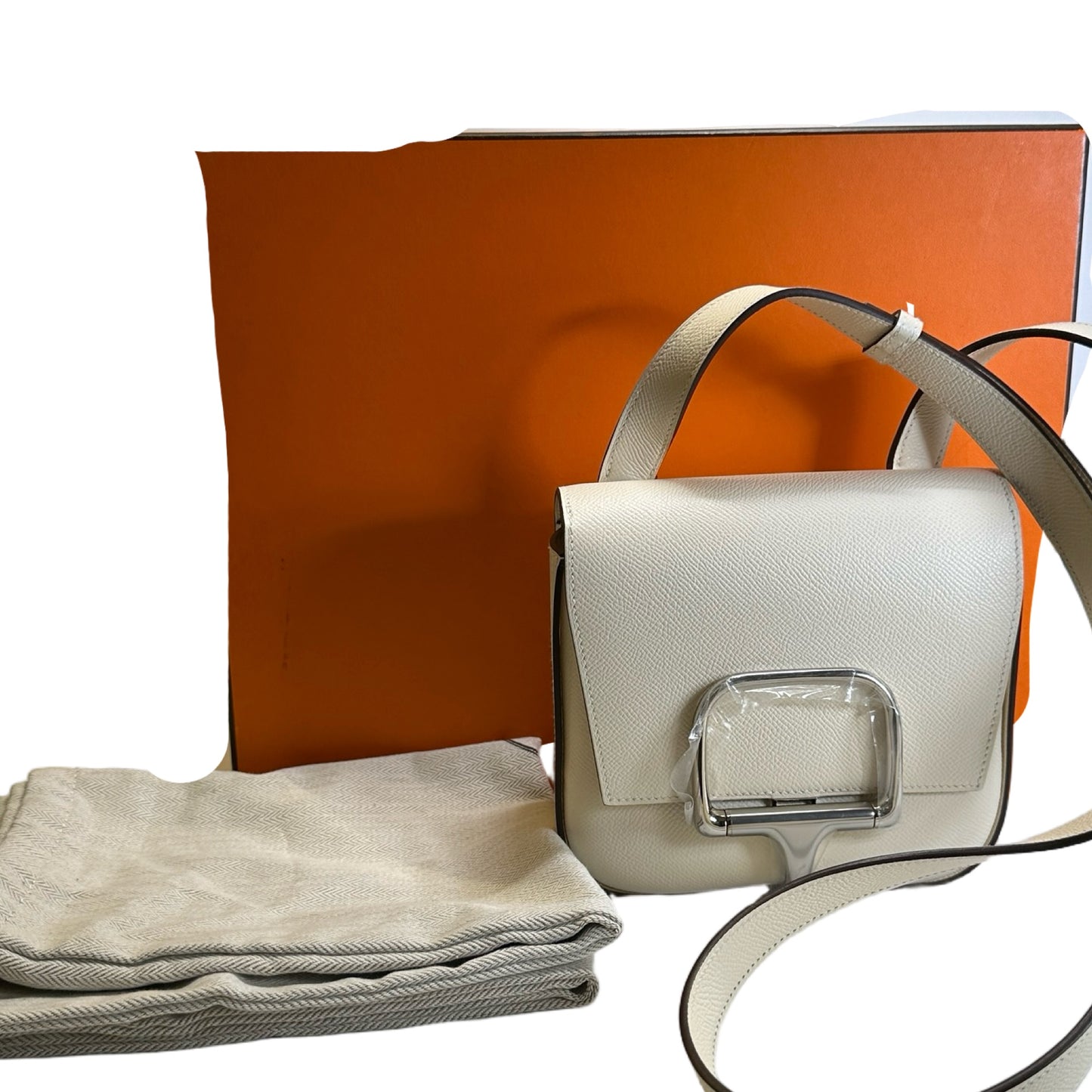 Brand New HERMÈS Epsom Calfskin Della Cavalleria Mini Crossbody Bag Nata