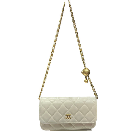 Chanel Mini WOC With Gold Ball White GHW