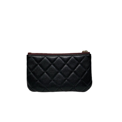 Used CHANEL Lambskin Leather POUCH Wallet Black