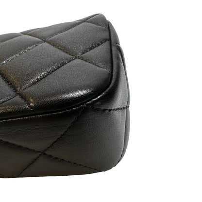 Used CHANEL Lambskin Quilted Mini Flap Bag Pearl Crush Mini Flag Bag with Gold Ball Black Gold