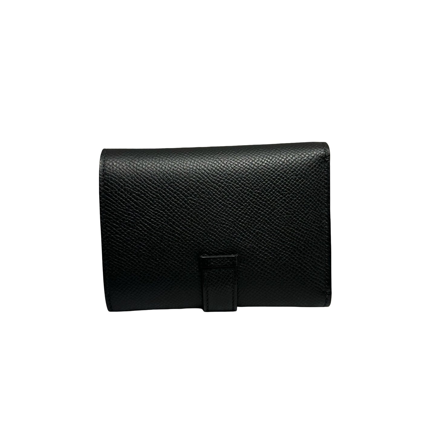 Used HERMÈS BEARN COMPACT Wallet Black Red PHW