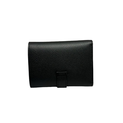 Used HERMÈS BEARN COMPACT Wallet Black Red PHW