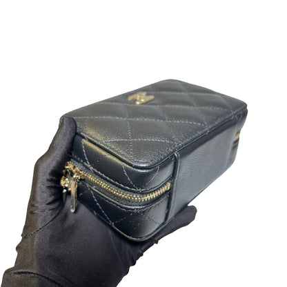 Used Chanel Caviar Leather Vanity Case Black PHW