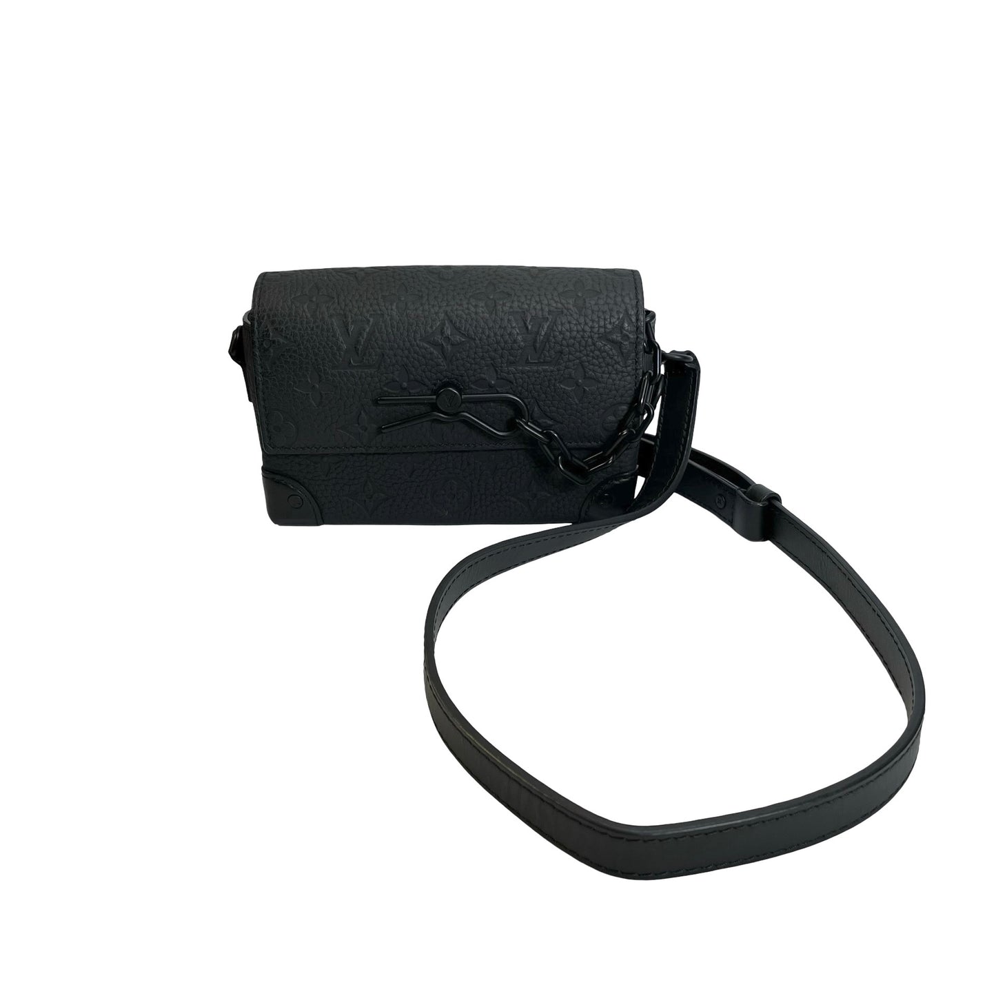 Used LOUIS VUITTON Monogram Taurillon Mini Soft Trunk Crossbody Bag Black