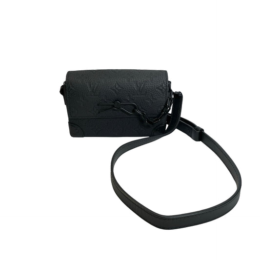 Used LOUIS VUITTON Monogram Taurillon Mini Soft Trunk Crossbody Bag Black