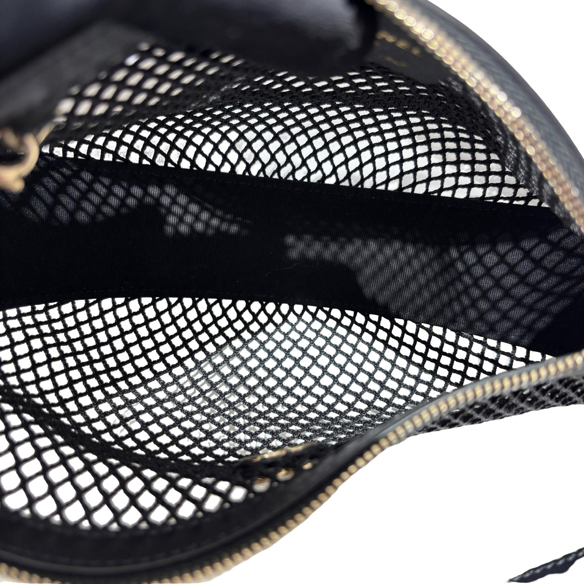 Used CHANEL Mesh 25S Half Moon Clutch Chain Shoulder Bag Black