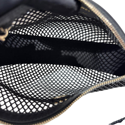 Used CHANEL Mesh 25S Half Moon Clutch Chain Shoulder Bag Black