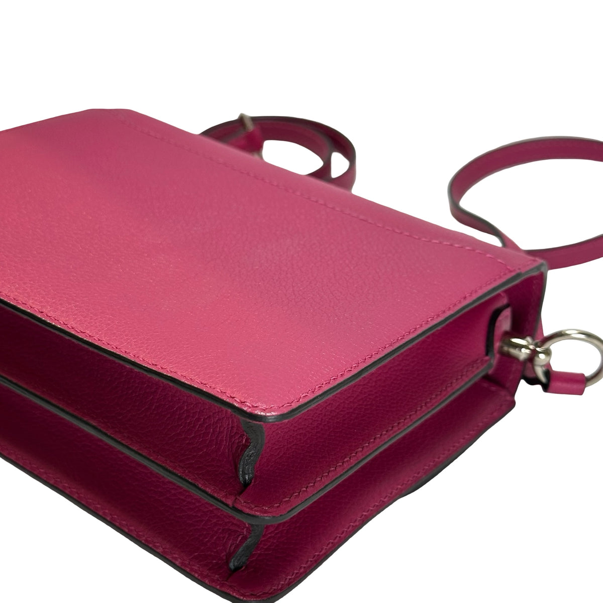 Used HERMES Leather Mini Roulis Crossbody Bag Purple PHW