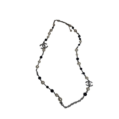 Used CHANEL Necklace Necklace PHW Navy Blue Green