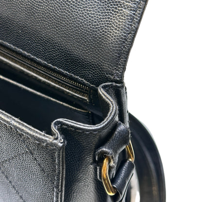 Used CHANEL Caviar Quilted Quilted Shoulder Bag Black Gold