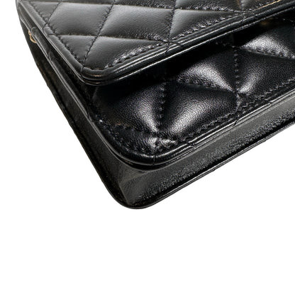 Used CHANEL Quilted Lambskin Wallet on chain Wallet on chain Black GHW