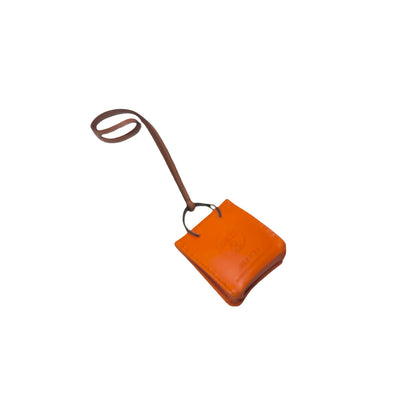 HERMES Lambskin Swift Leather Sac Orange Bag charm Orange Brown