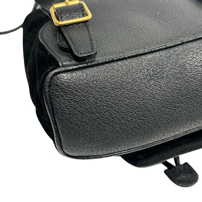 Used GUCCI Suede Leather Bamboo Bamboo Suede Backpack Backpack Black