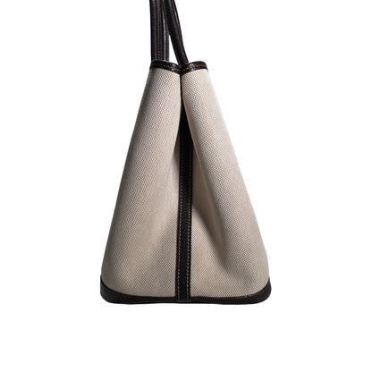 Used HERMES Canvas GP36 Vintage Hobo Bag Black Beige
