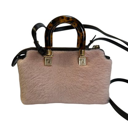 Used FENDI Fur Fendi Roma Logo By The Way Handbag Beige Black