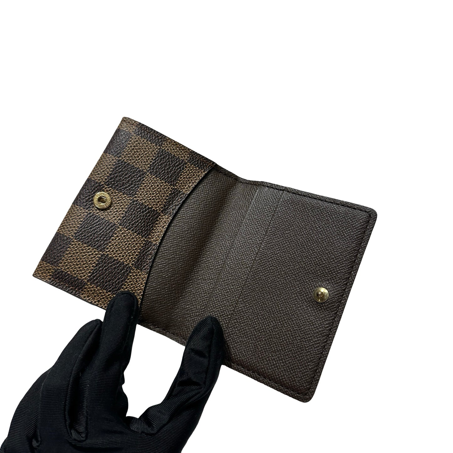 Used LOUIS VUITTON Damier Ebene Victorine Wallet Card holder Brown