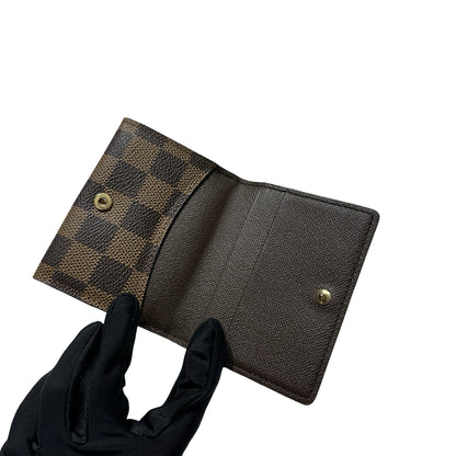 Used LOUIS VUITTON Damier Ebene Victorine Wallet Card holder Brown