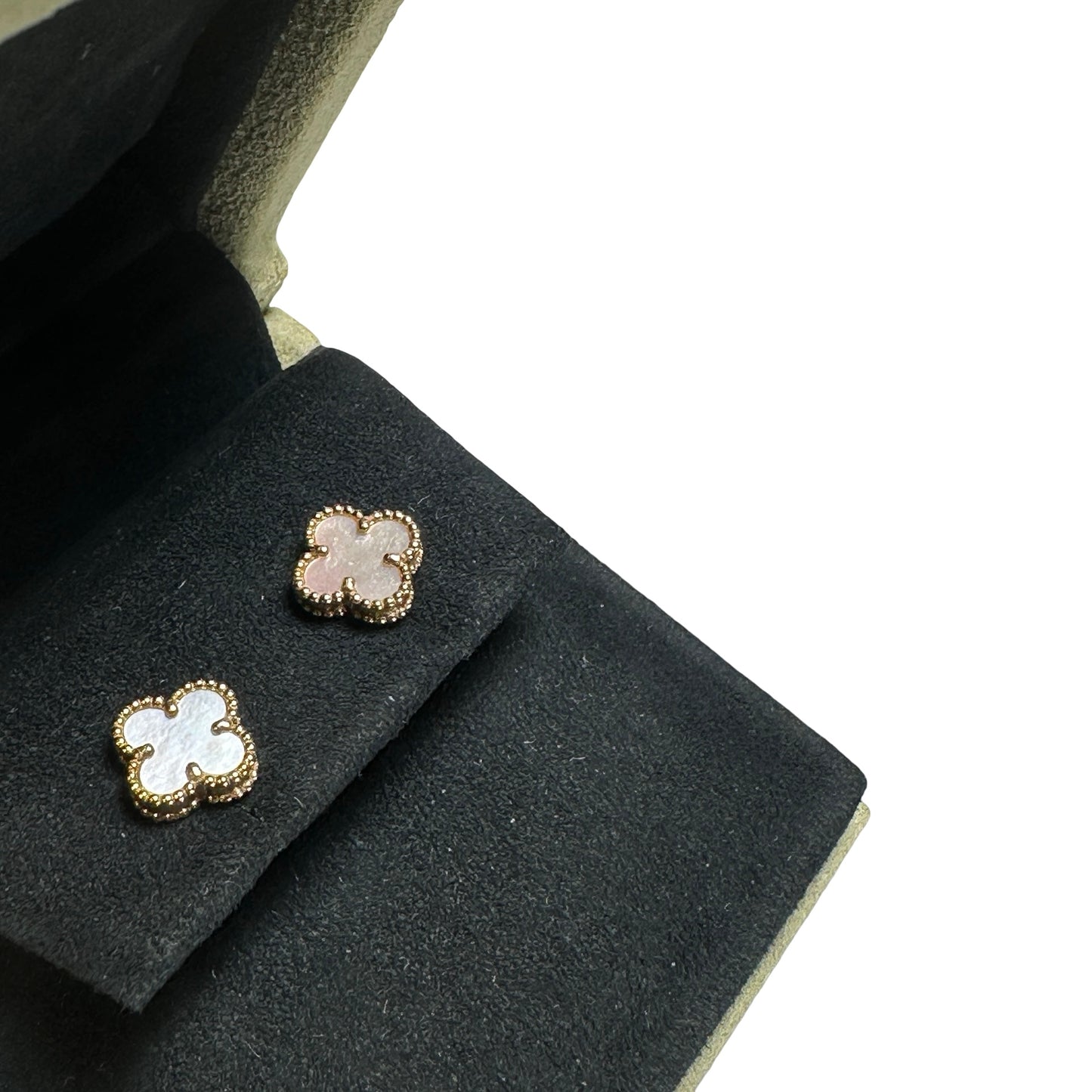 Used VAN CLEEF & ARPELS Mother of Pearl 18K Yellow Gold Vintage Alhambra Earrings White Gold