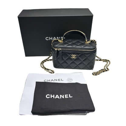 Unused CHANEL Chanel Vanity Case Chain Shoulder Bag Black GHW
