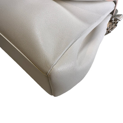 Used CHRISTIAN DIOR Leather Miss Dior Promenade Pouch Chain Shoulder Bag White GHW