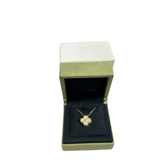 Used VAN CLEEF & ARPELS 18K Gold Diamond Vintage Alhambra Jewellery Gold White