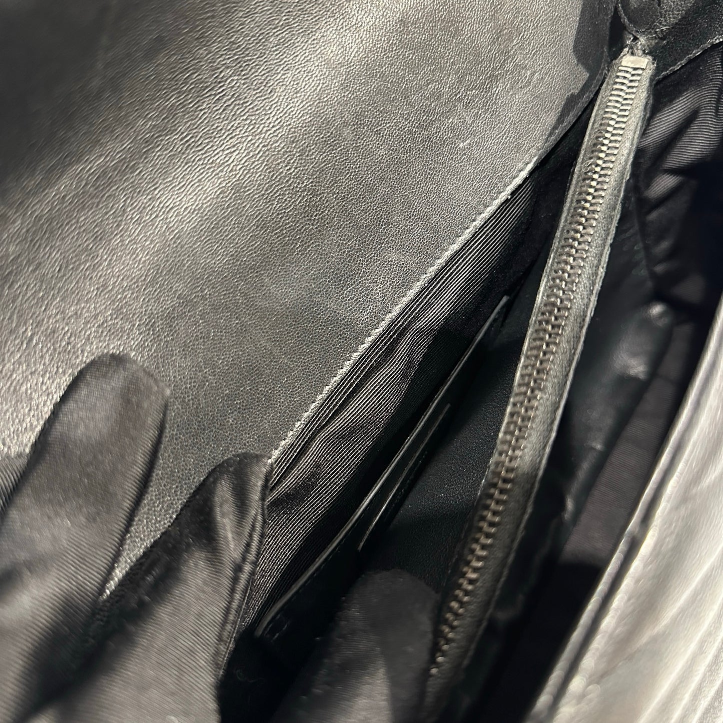 Used SAINT LAURENT Lambskin Leather College medium Shoulder Bag Black PHW