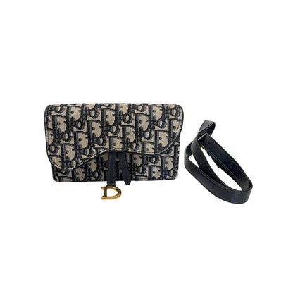 Used DIOR Belt bag Navy Beige GHW