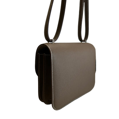Brand New HERMES Epsom Mini Constance Shoulder Bag Etoupe PHW